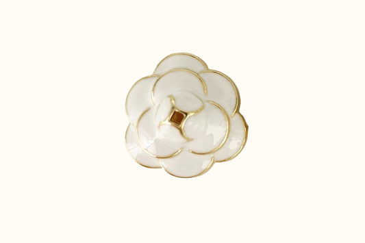 Cache-bouton – Flora Classique Or & Blanc